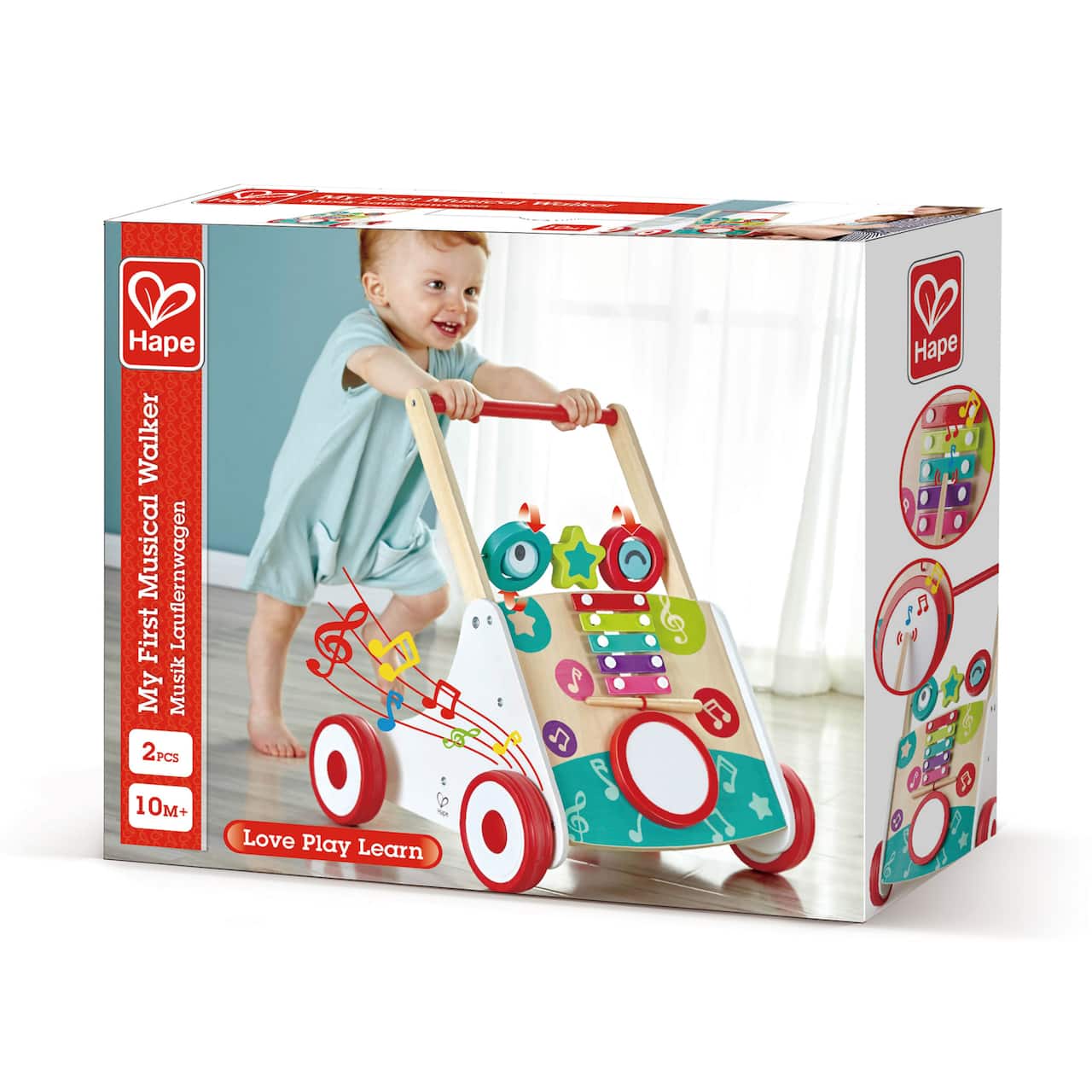 Hape My First Musical Walker Wooden Push & Pull Learning Walker
